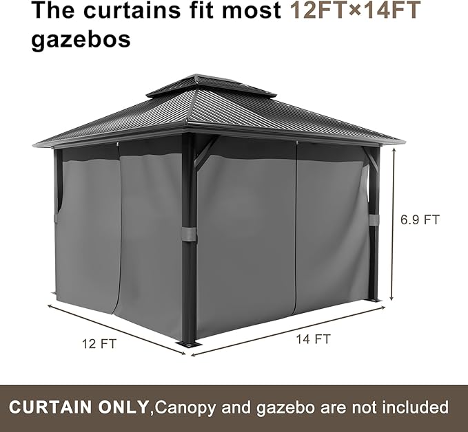 BPS 12' x 14' Gazebo Curtain Privacy 4-Panel Sidewall Outdoor Replacement Shade (Only Curtain)