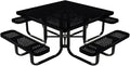 COATEDOUTDOORFURNITURE Heavy-Duty Portable Outdoor Kids Table with Umbrella Hole, Punched Steel Kids Picnic Table, Commercial-Grade, Made in America (46 in, Square, Childrens, Black)