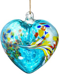 Blue Heart Hand Blown Glass Gazing Balls for Garden Hanging Friendship Balls Christmas Ball Ornaments for Xmas Tree Decoration (Blue - B)