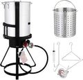 30 Qt. Aluminum Turkey Deep Fryer Pot with Injector Thermometer Kit and 54, 000 BTU Propane Stove Burner Stand for 20 Lbs Turkey, perfect for Outdoor Cooking and Frying