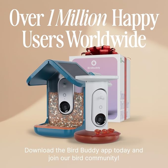 Birdbuddy Smart Solar Pro Hummingbird Feeder with Camera - AI Bird Identification, 2K Video, 5MP Photos, Outdoor Hanging, Gift for Bird Watching