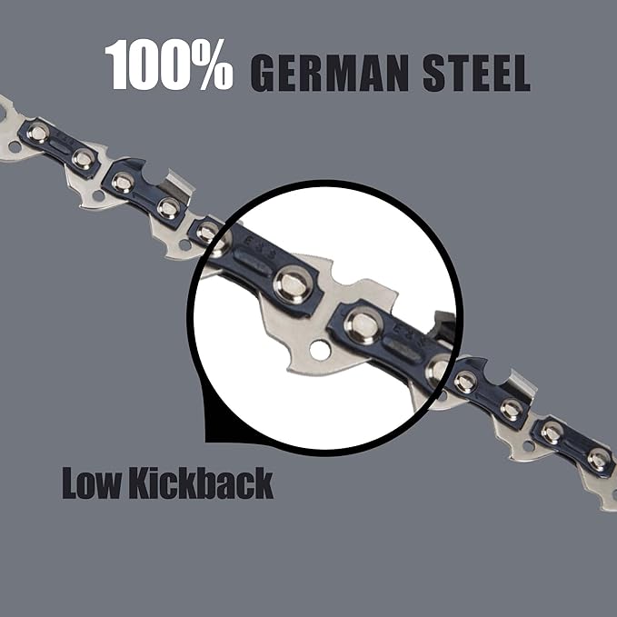 E & S 3 Pack 16 Inch Chainsaw Chain 3/8" LP Pitch .050" Gauge 56 Drive Links Semi-Chisel Chain Saw Chains for Husqvarna, Poulan, Craftsman, Greenworks and More Chainsaw Brands