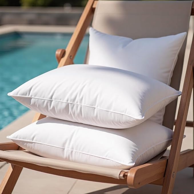 18 x 18 Outdoor Pillow Inserts Set of 2 Waterproof Square Support White Decorative Throw Pillow Inserts for Couch Sofa Beds Medium Patio Furniture Cushions