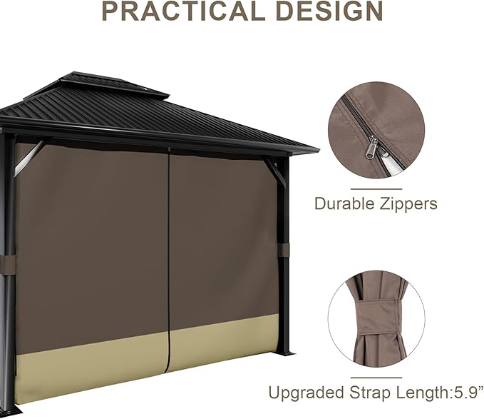 BPS 12' x 12' Gazebo Curtain Privacy 4-Panel Sidewall Outdoor Replacement Shade (Only Curtain)
