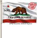 California Republic State State Flags 2x3 Outdoor Heavy Duty Double Sided Nylon Vivid Color Anti-Fading with 2 Brass Grommets for Home/Company/Indoor Outdoor Decoration
