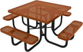 COATEDOUTDOORFURNITURE Heavy-Duty Portable Outdoor Picnic Table with Umbrella Hole, Punched Steel Commercial-Grade Patio Dining Furniture Made in America (46" Square Top, Textured Copper)