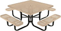 COATEDOUTDOORFURNITURE Heavy-Duty Portable Outdoor Kids Table with Umbrella Hole, Punched Steel Kids Picnic Table, Commercial-Grade, Made in America (46 in, Square, Childrens, Tan)