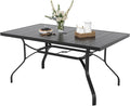 Soohow Outdoor Dining Table 60"x35", Rectangle Patio Dining Table with 1.57" Umbrella Hole, Outdoor Metal Furniture for Patio, Graden, Backyard and Poolside, Weather-Resistant