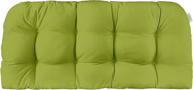 RSH DECOR: Sunbrella Tufted Wicker Loveseat Cushion | 44" x 22" | Outdoor Settee Cushion for Patio Furniture | Crafted with Sunbrella Performance Fabric| Canvas Macaw