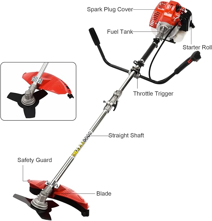 52CC Gas Weed Eater, 2 in 1 Weed Wacker Gas, 2025 Upgraded Gas Powered Weed Eater[New Model Quality Improvement], 2000w 8500rpm Heavy Duty Brush Cutter Ideal for Yard Garden