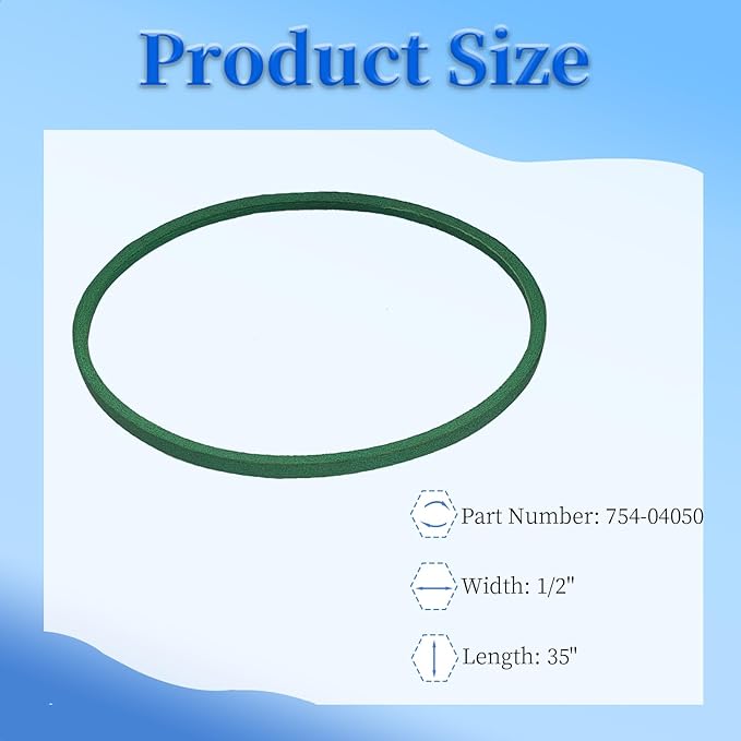 2 Pack 954-04050A Snow Thrower Auger Belt for MTD Craftsman Troy-Bilt Yard Man Yard Machines Snowblower 754-04050 754-04050A (1/2'' x 35'')