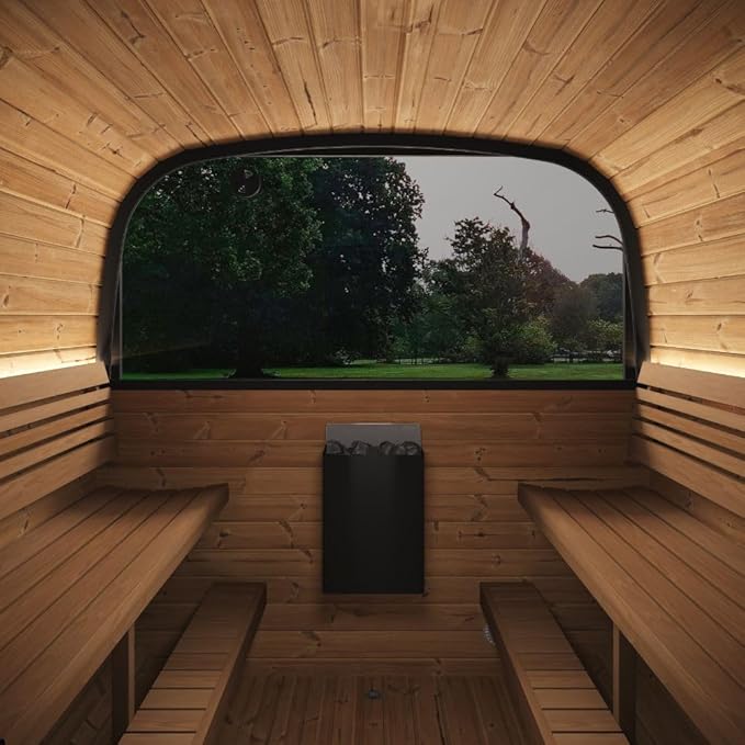 Model CL12GCP, Cube-Series Outdoor Home Sauna Suite Kit, Up to 8 Persons (Sauna Heater and Sauna Stones Included) (Drop 9 WiFi - Gold)