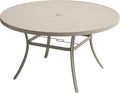 VICLLAX 50" Outdoor Round Patio Dining Table for 4-6, All Weather Metal Dining Table with Umbrella Hole for Deck Lawn Garden Backyard, Sandshell