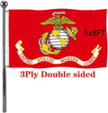 Jayus Double Sided US Marine Corps Military Flags 5x8 FT Outdoor - Vivid Colors 220D USMC Flag Banner with 3 Grommets