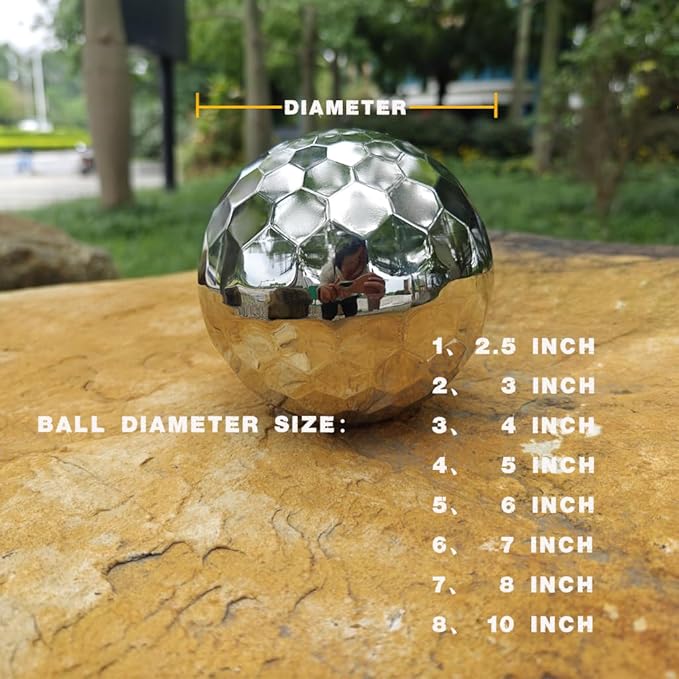 304 Stainless Steel Gazing Ball Sculptures Diamond Ball Decoration Mirror Hollow Decor Ball Reflective Garden Sphere Hollow Metal Ball Ornament Statues Gazing Globe for Home Garden (4 inch)