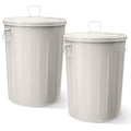 Plexon 2 Pack 20-Gallon Beige Galvanized Steel Round Trash Can with Lid Powder Coated Metal, Indoor and Outdoor Use, Durable Construction, Retro Design, Stylish