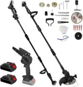 3-in-1 Cordless Pole Saw & Mini Chainsaw & Grass Trimmer, 21V Battery Powered 6 Inch Electric Pole Chainsaw, 12.3ft Max Reach, 5.5 LB Lightweight Pole Saws for Tree Trimming, Branch Cutting
