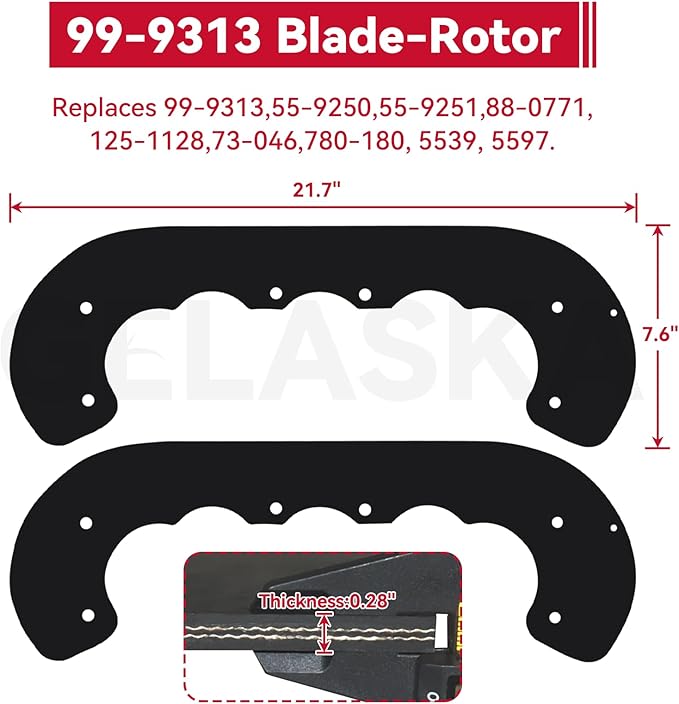 GELASKA 99-9313 Snow Blower Paddles with 55-8760 Scraper 95-6151 Belt Replaces 125-1128, 55-9250, 55-9251, 88-0771 for Toro CCR2400, CCR 2450 GTS, CCR2500, CCR3000, CCR3600, CCR 3650 GTS Snowthrowers