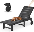 Outdoor Chaise Lounge Chairs, 26.8” Super Wide Lounge Chair Outdoor, HDPS Pool Chairs with 5 Positions, Patio Lounge Chair with Wheels for Pool,Lawn,Backyard, Black