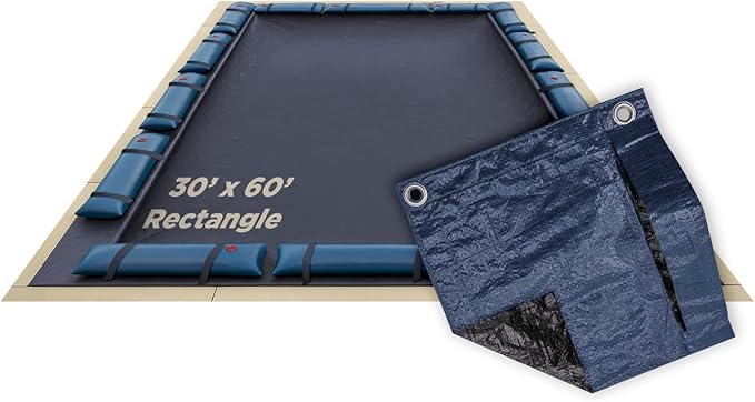 Buffalo Blizzard Deluxe 30 ft x 60 ft Rectangular Winter Pool Cover | Blue/Black | Closing Inground Swimming Pools | Easy to Install | Heavy Duty, Cold & UV Resistant | Shields from Seasonal Debris