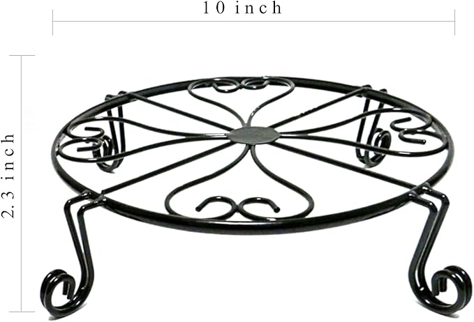 1 pack 10"-12" Metal Plant Stand Outdoor, for Flower Pot Heavy Duty Potted Holder Round Wrought Rustproof Iron Planter Stand, plant Stands Indoor Clearance and Outdoor patio - 10 Inches Black