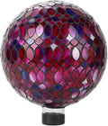 Lily's Home Colorful Mosaic Glass Gazing Ball, Designed with a Stunning Holographic Petal Mosaic Pattern to Bring Color to Any Home and Garden, Red, Blue & Purple (10 Inches Dia.)