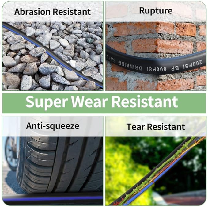 50 FT Garden Hose, Flexible No Kink Heavy Duty Garden Water Hose Flex Copper Bullet Collapsible Washer Rubber Hose 5/8" Soft Lightweight Outdoor Waterhose Manguera Para Jardin