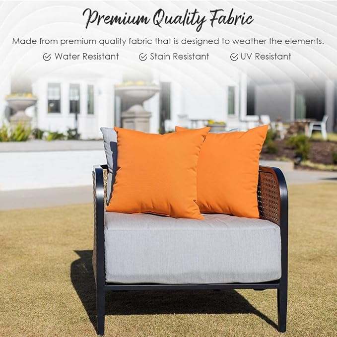RSH DECOR: Square Throw Pillows Set of 4 | 17” x 17” | All-Weather Spun Fabric | Water and Fade-Resistant | Outdoor Accent Pillows for Patio Furniture | Black Buffalo Plaid