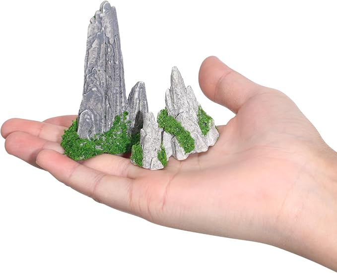 8Pcs Mini Rockery Zen Garden Accessories Mini Terrarium Decor, Miniature Mountain Bonsai Figurines for DIY Plant Pot