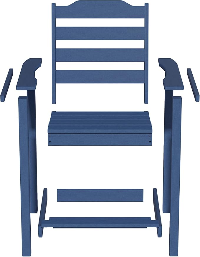 OTSUN Tall Adirondack Chairs Set of 2 with Connecting Tray, 24 inches HDPE Bar Height Outdoor Chairs, All Weather Resistant for Balcony, Porch, Kitchen (2 PC, Navy Blue)