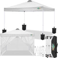 COBlZI 10x10 Pop Up Canopy Tent with 4 Removable Sidewalls，Waterproof Commercial Easy up Adjustable Gazebo with Air Vent, 4 Sandbags，4 Stakes & 8 Ropes（Tents for Party/Exhibition,White