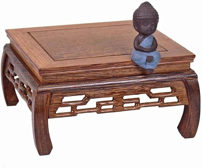 GOLDY&WENDY Solid Wood Ornaments Base Chicken Wing(Ji Chi) Wood Curved Feet Square Display Stand Practical Teapot Vase Bonsai Pedestal