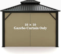 Gazebo Universal Replacement Privacy Curtain – Hugline 10' x 10' Gazebo Side Wall Outdoor Privacy Panel with Zipper (Khaki)