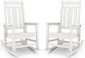 SERWALL White Outdoor Rocking Chair Set of 2, HDPE Outdoor Rocker