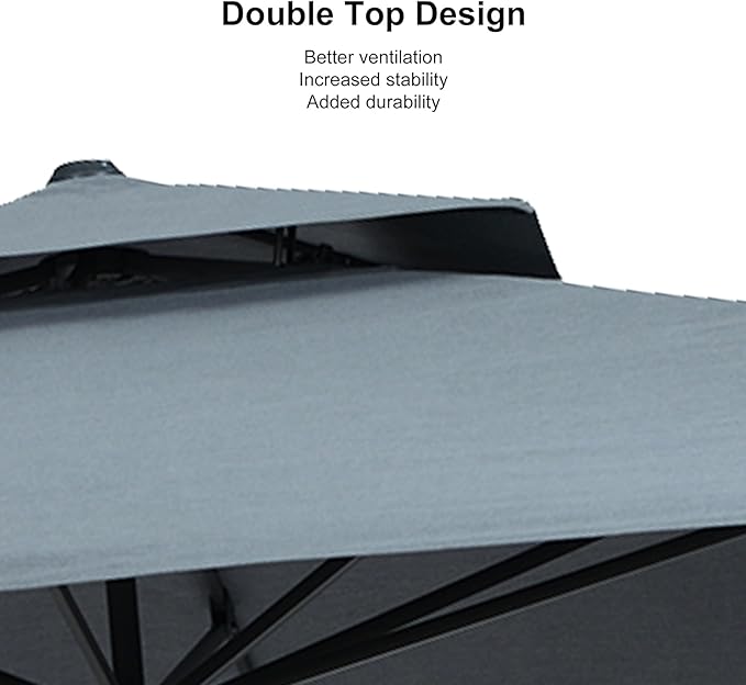 PURPLE LEAF 10 FT Cantilever Patio Umbrella Outdoor Umbrella with 220lbs Base Large Square Windproof Offset Umbrella for Pool Deck Garden, Mist Grey