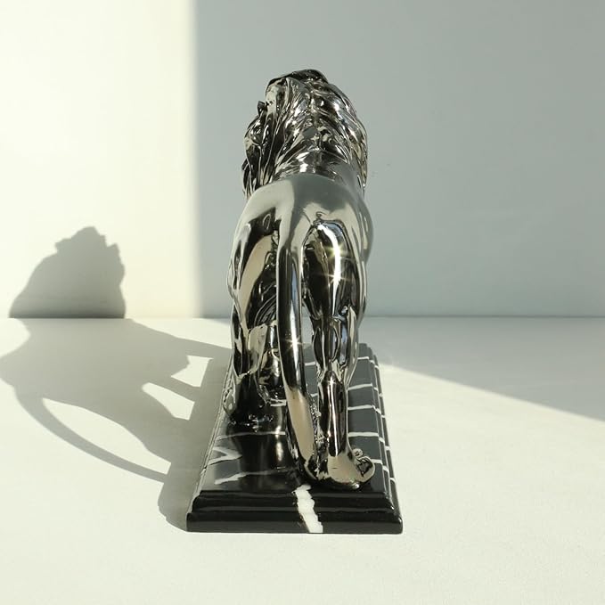 Lukitas Lion Sculpture Decor - Animal Figurine Decorative Ornament for Living Room Office, or Shelf, Collectible Gifts for Lion Lover, Resin