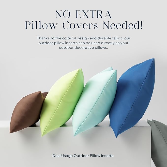 Phantoscope Pack of 2 Premium Outdoor Pillow Inserts, Dual Usage Waterproof Throw Pillows No Cover Needed, Decorative Couch Sham Cushion Stuffer Patio Couch Tent, White 12 x 20 Inches