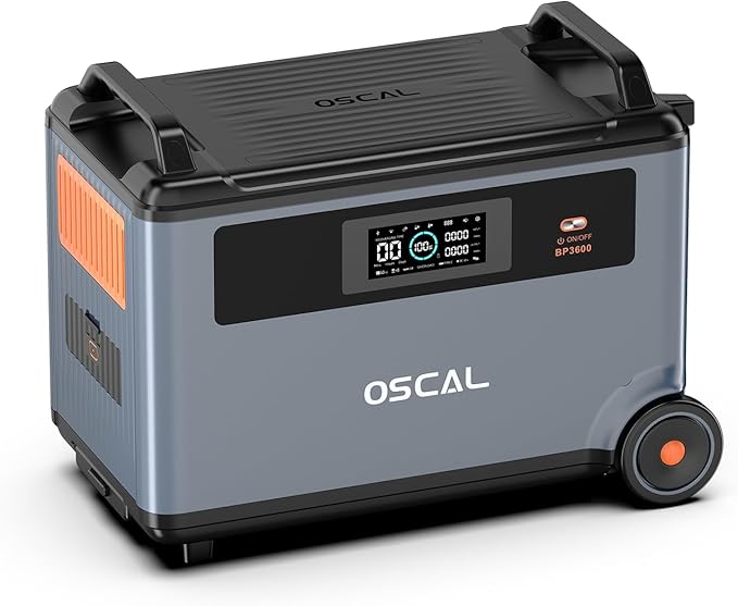 OSCAL PowerMax 6000 Power Station 3600Wh Extra Battery, Extra Capacity, LiFePO4 Battery Backup for Home Use, Solar Generator PowerMax 6000
