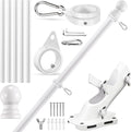 REERON Flag Pole Kit for House, 6 FT Stainless Steel Spinning Flag Pole, 1" Rustproof Porch Flagpole with 360° Tangle Free Metal Flagpole Rings & 2-Position Bracket for Outdoor Sport for 3x5 Flags