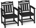 Ciokea Outdoor Patio Dining Chair Set of 2, HDPE Porch Chairs for Dining Table, All-Weather Durable Outdoor Furniture for Backyard, Garden, Lawn & Poolside, Black