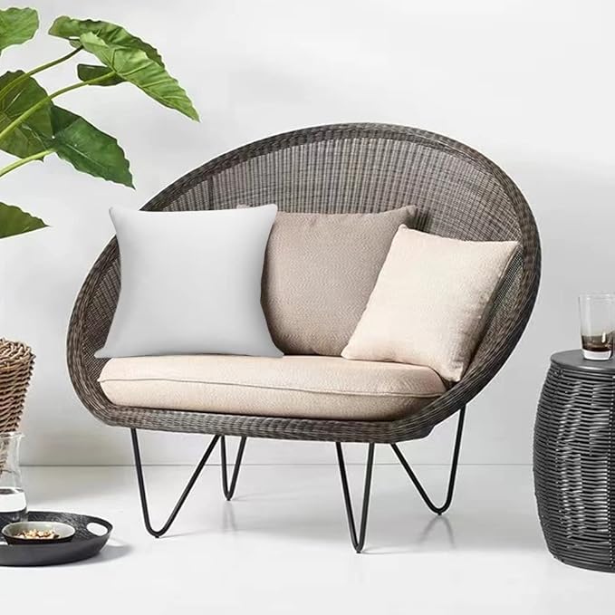 24 x 24 Outdoor Throw Pillow Inserts Set of 2 Waterproof Square Premium Decorative Couch Pillow Stuffers Form Large White Sofa Cushions Indoor