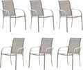 Patio Chairs Set of 6, Outdoor Dining Chairs with Breathable Textilene Fabric, Stackable Patio Chairs for Lawn, Garden, Backyard, Poolside, Grey