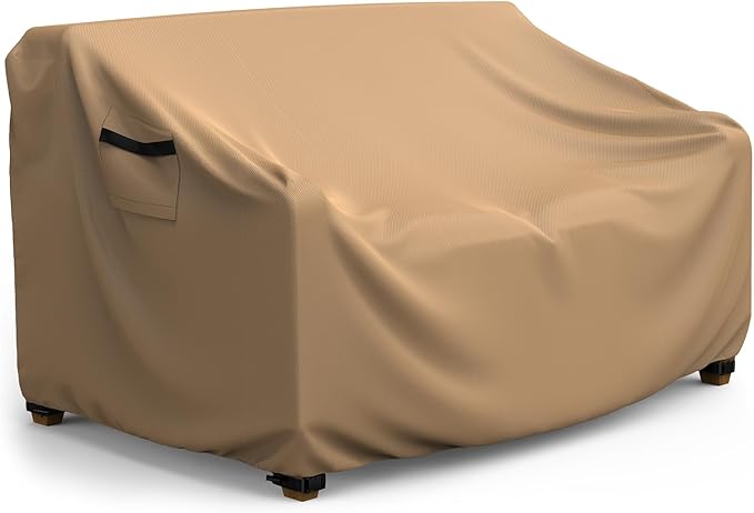 Patio Sofa Cover Waterproof - Heavy Duty 3-Seater Outdoor Couch Cover, Patio Furniture Covers with Air Vent and Handles, 78" L ×33" D×32" H, Brown