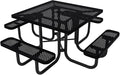 COATEDOUTDOORFURNITURE Heavy-Duty Portable Outdoor Picnic Table with Umbrella Hole, Punched Steel Commercial-Grade Patio Dining Furniture Made in America (46" Square Top, Black)