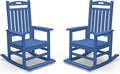 Kingdura Outdoor Rocking Chairs Set of 2, HDPE Plastic Patio Rocking Chair All-Weather Oversized Porch Rocker with High Back for Patio Outside Backyard Balcony (Navy Blue)