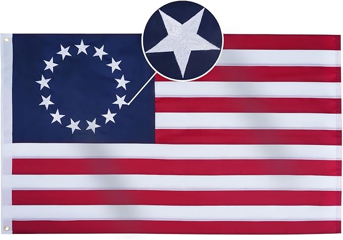Homissor Betsy Ross Flag 3x5 Feet Embroidered 13 Star American Flags for 250th Anniversary Heavy Duty Outdoor Colonies Banner for Outside