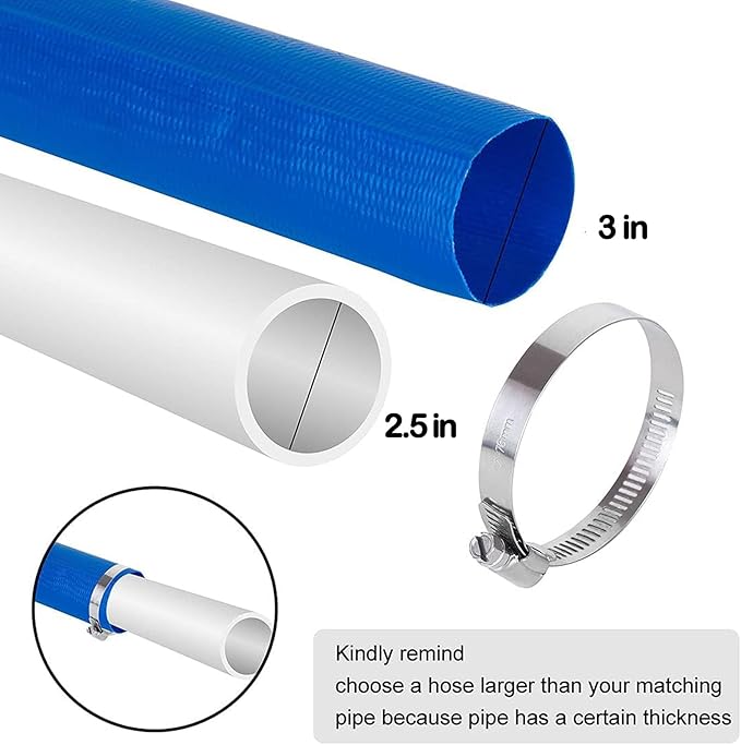 Eastrans 3 inch x 25 FT Pool Backwash Hose,5 inch Width When Pool Hose Lay-Flat, Heavy Duty Discharge Hose, Weather and Burst Resistant, Best Pool Hoses for Inground Pools,Pool Drain Hose