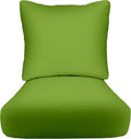 RSH DECOR Deep Seating Cushion with Pillow Back | 22” x 25” x 5" Seat | Water and Fade-Resistant Spun Fabric | Made in USA | Outdoor Chair Cushion Set for Patio Furniture (Kiwi Green)