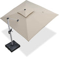 PURPLE LEAF 9' X 11' Patio Umbrella Outdoor Rectangle Umbrella Large Cantilever Umbrella Windproof Offset Heavy Duty Sun for Garden Deck Pool Patio, Beige