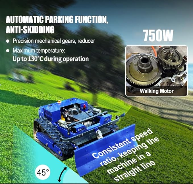 Remote Control Lawn Mower with Snow Plow,4WD Oil-Electric Hybrid Crawler Track Mower,1.1-5.9 Inch Cutting Height Professional Landscape and Estate Mower for 100% Slope(45°) Large Turf Grass Cutting